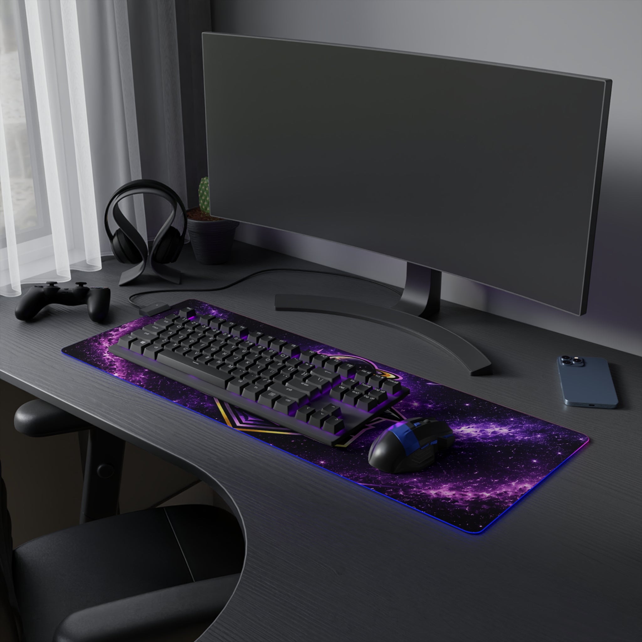 LED Gaming Mouse Pad — "Galactic Void" RGB Extended Desk Mat for Gamers
