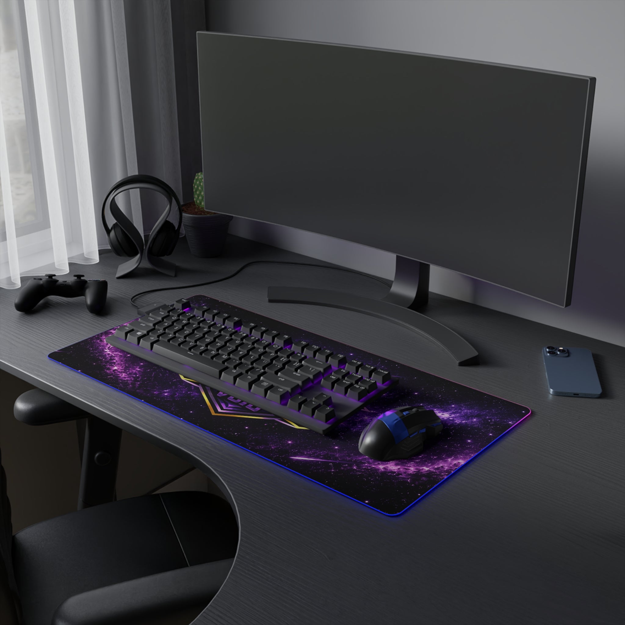 LED Gaming Mouse Pad — "Galactic Void" RGB Extended Desk Mat for Gamers