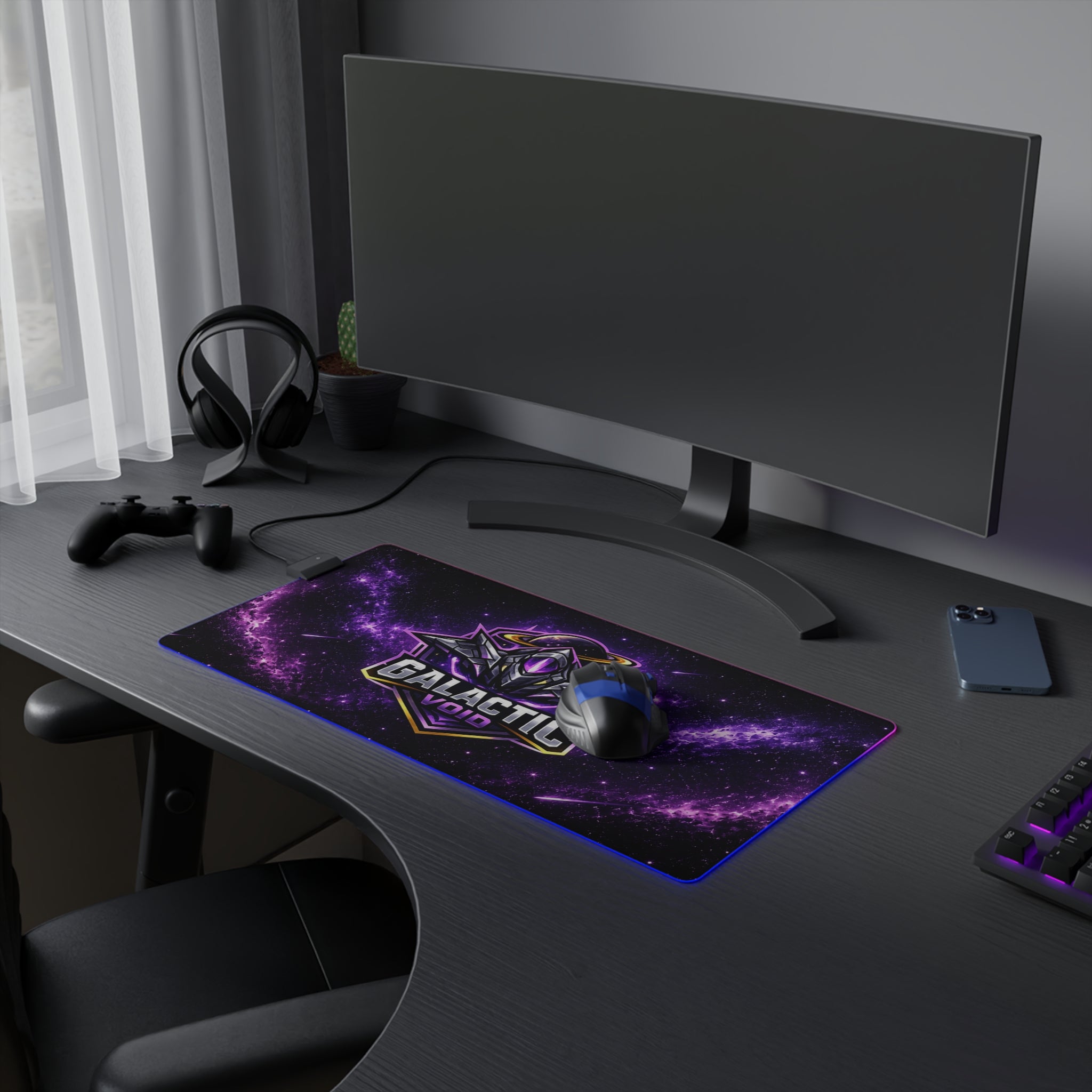 LED Gaming Mouse Pad — "Galactic Void" RGB Extended Desk Mat for Gamers
